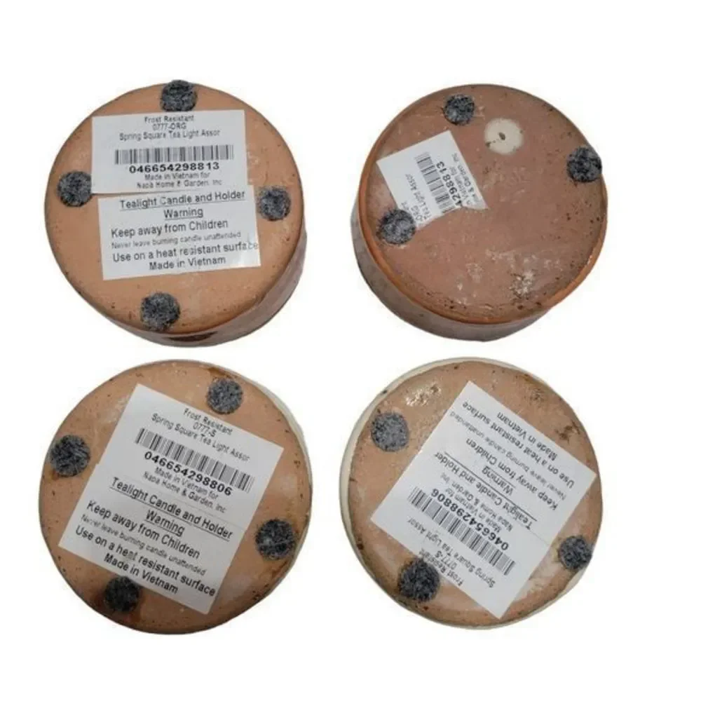 Tealight Stone Candle Holders Set of 4 Orange and Beige Ivory 3 in‎ diameter